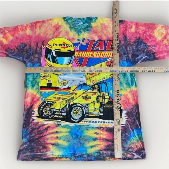 VTG 90s WORLD OF OUTLAWS SPRINT CAR RACING TIE-DYE T-Shirt L SINGLE STITCH USA - Picture 4 of 8